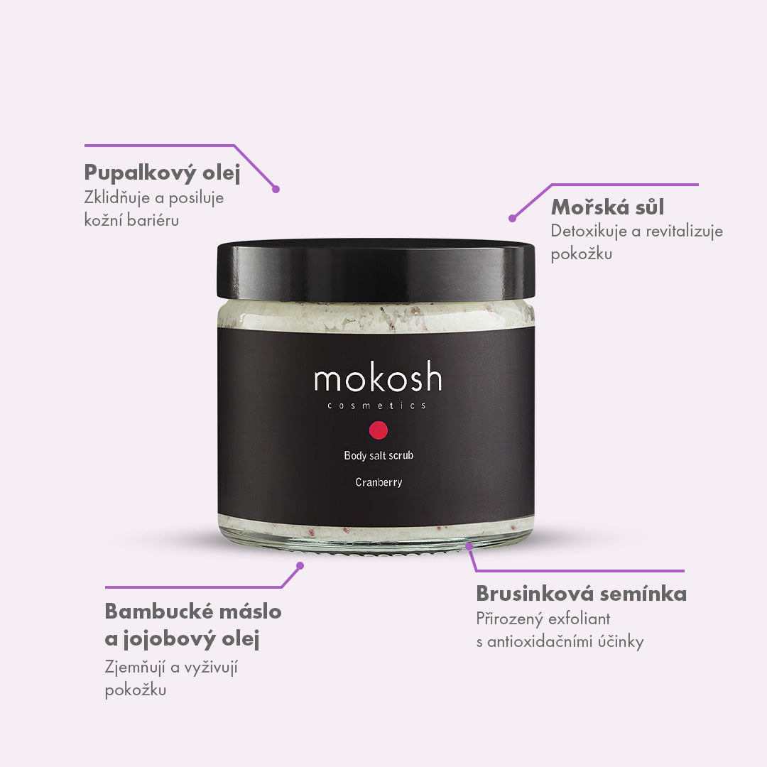 Koupelová sůl a tělový peeling – Brusinka