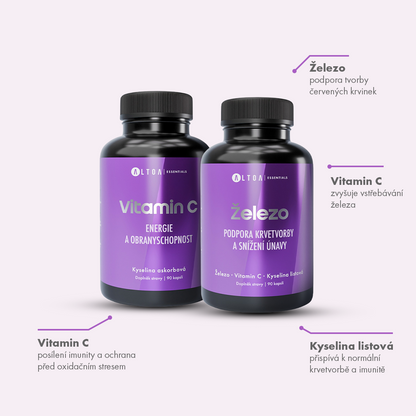 Vitamin C + Železo 90 kapslí