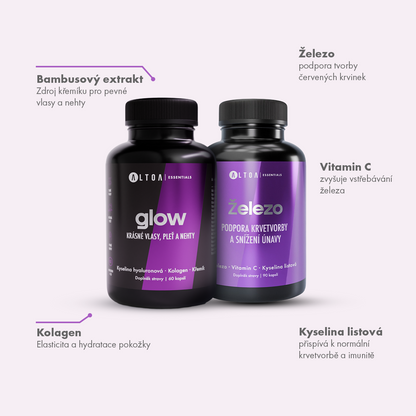 IRON BOOST - GLOW 60 kapslí + Železo 90 kapslí