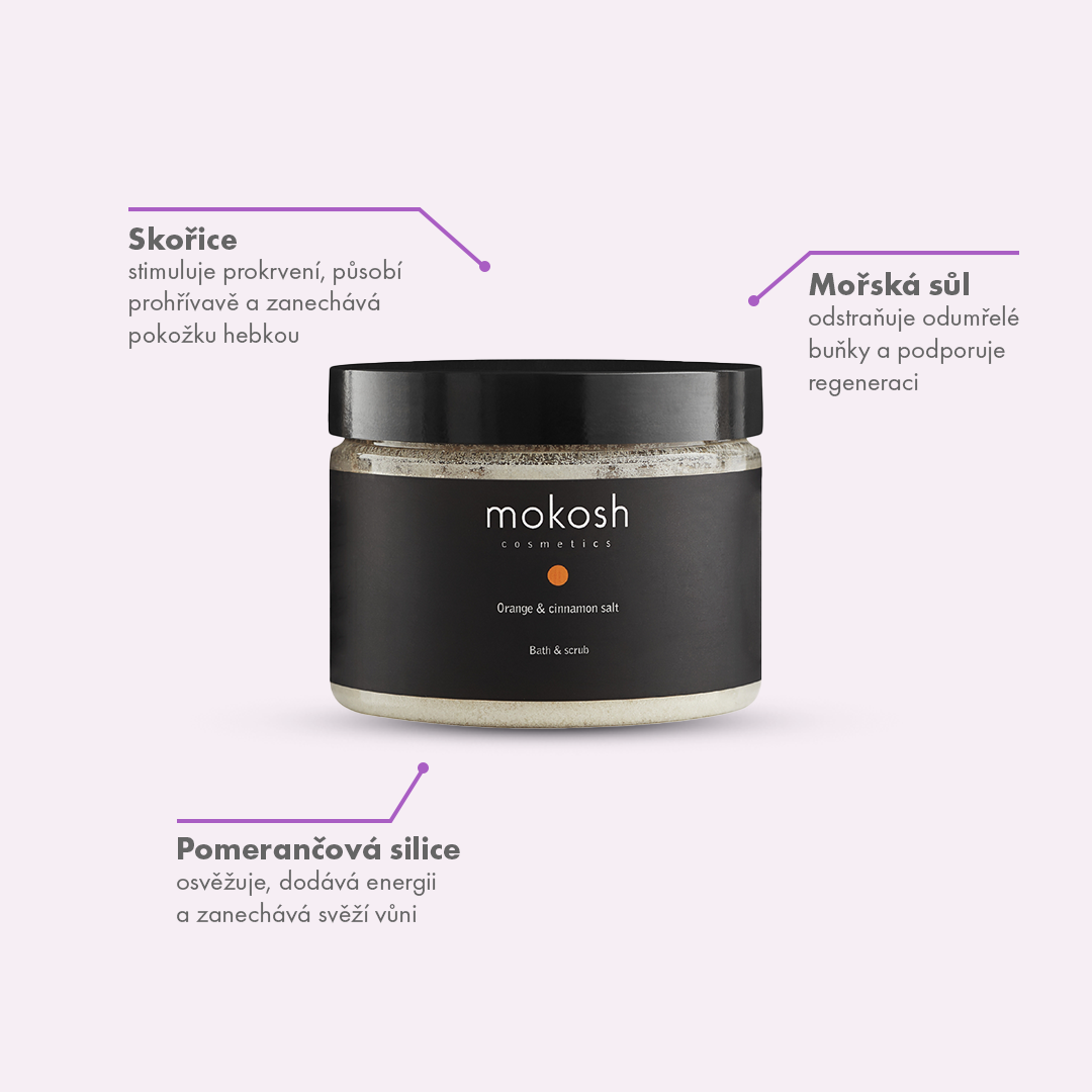 Koupelová sůl a tělový peeling - Pomeranč a skořice