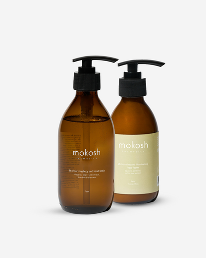 Výhodný balíček - Rozjasňující tělové mléko a mycí gel Hruška