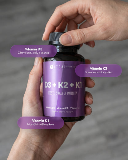 Vitamin D3 (4000 IU) + K2 + K1 - (90 kapslí)