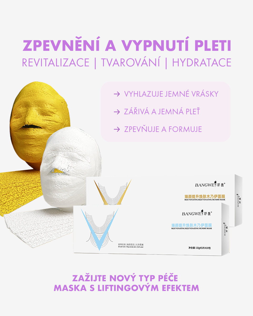 Golden V-shape rejuvenating mask with lifting effect - 10 pcs.