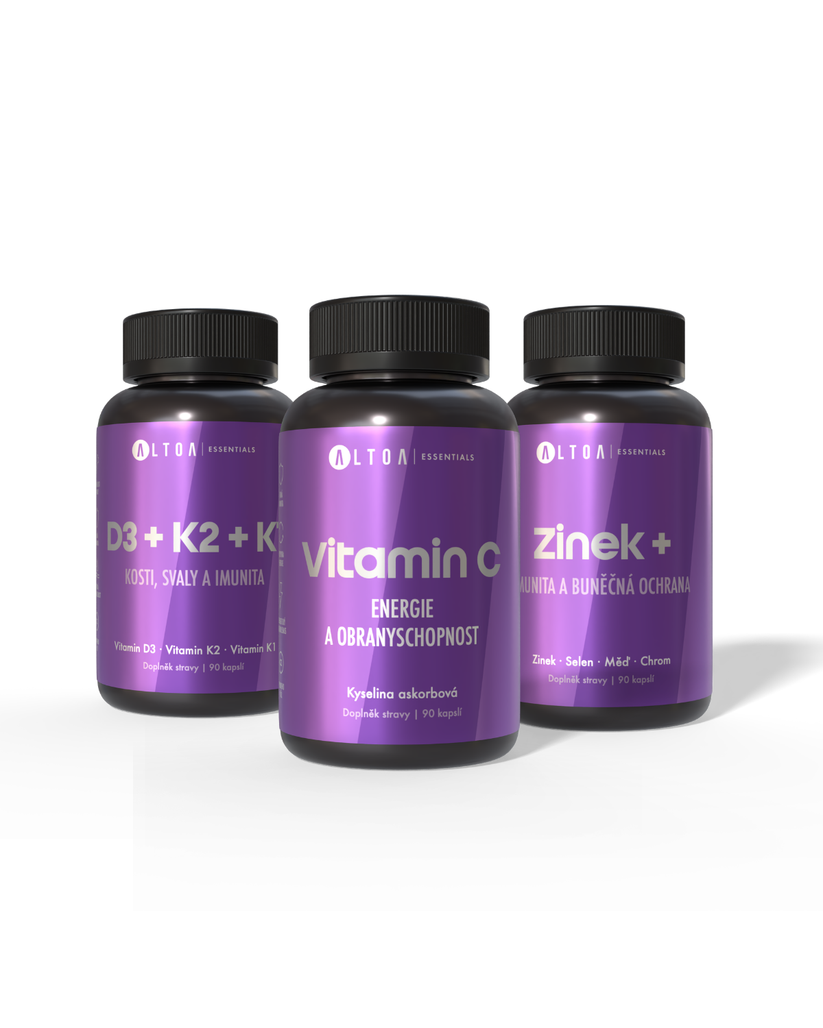 Vitamin C + D3+K2+K1 + Zinek+ - (3×90 kapslí)