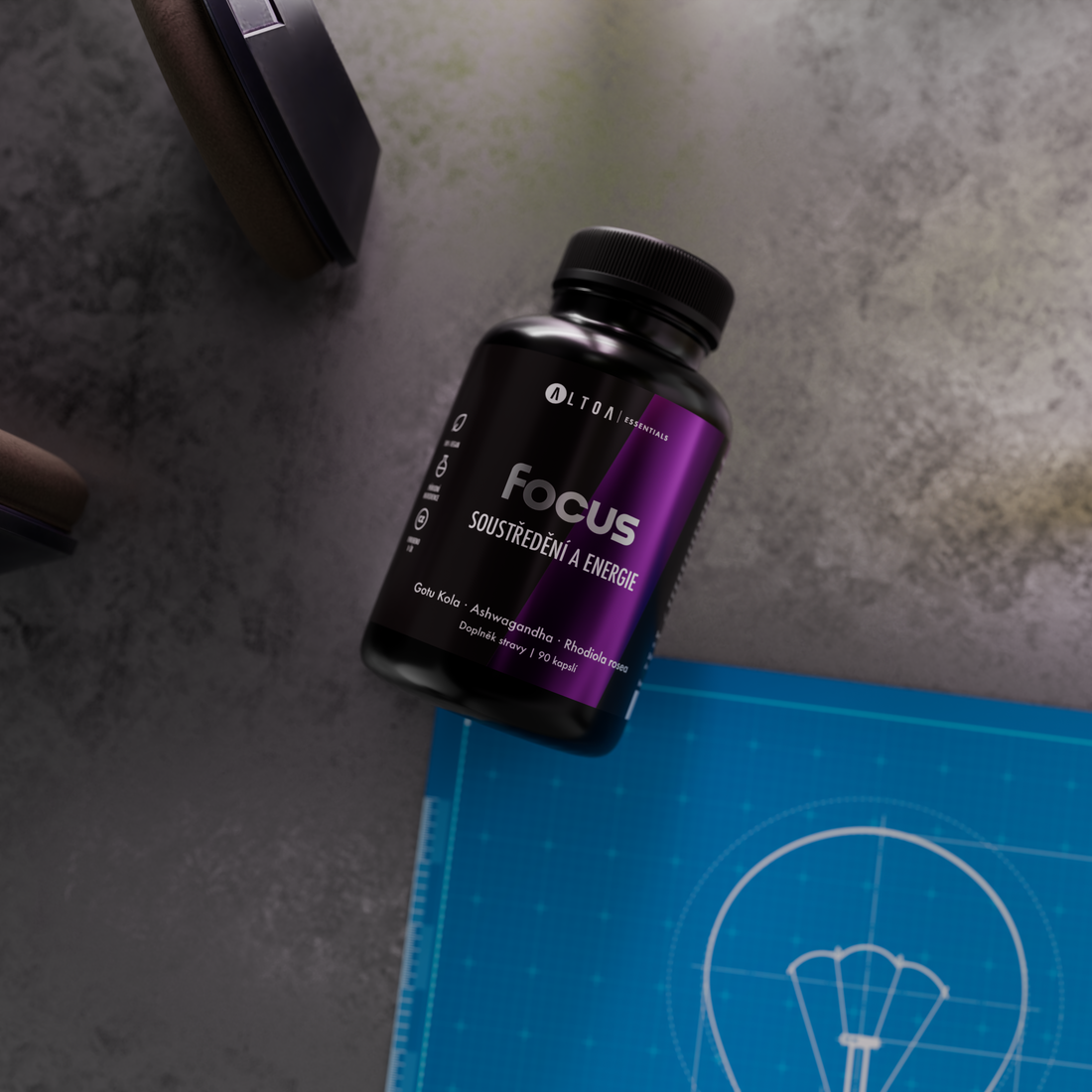 FOCUS - Bacopa, pupečník asijský, rhodiola (90 kapslí)